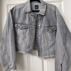 Wild Fable Gray Distressed Jean Denim Jacket XS NWOT
